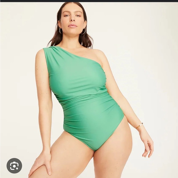 J. Crew Other - J. Crew One-shoulder, ruched swimsuit. Apple green. Excellent condition. Size 16